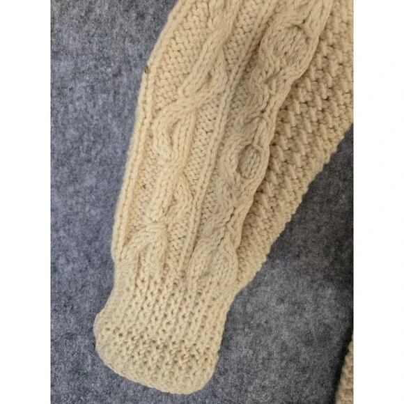 Vtg Cyril Cullen Original Irish 100% Wool Knit Fishermans Cardigan Sweater Large - Picture 11 of 13